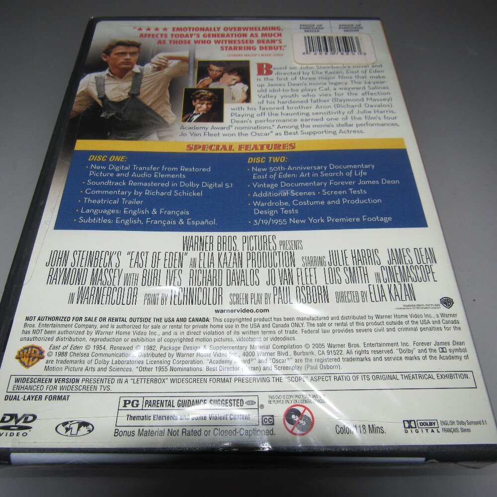 East of Eden (DVD, Two-Disc Special Edition) James Dean – New Sealed - Picture 2 of 3